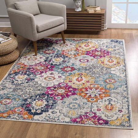 Palacedesigns 7 x 10 ft. Rust Distressed Floral Area Rug PA3087331
